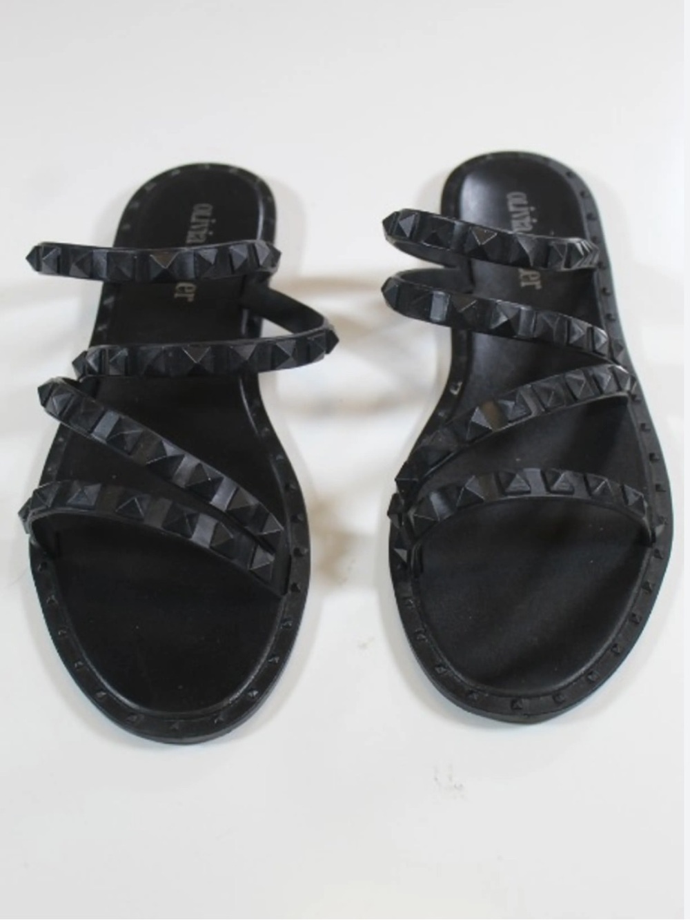 Olivia Miller Black Casual Studded Slide Sandals Festival Versatile Weekend